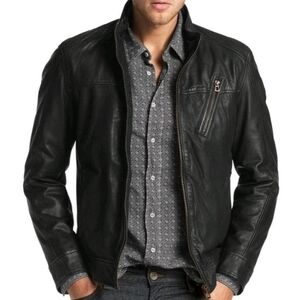 LEATHER BIKER Laverapelle Black Moto Standup Collar Bomber Jacket XL